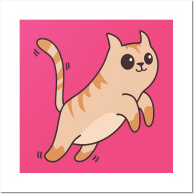 cute jumping cat Wall Art by MN-STORE